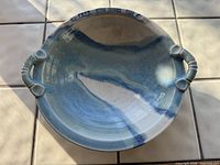 Top view showing entire platter, handles, glaze pattern