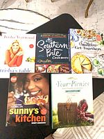 Group shot of all five cookbooks front covers visible