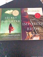 Two softcover novels side by side: Secret Daughter and The Imposter Bride