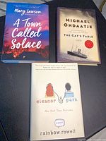 Group shot of three hardcover novels