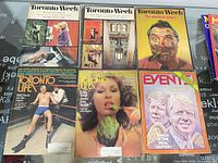 Six magazines displayed: three Toronto Week, two Toronto Life, one Event