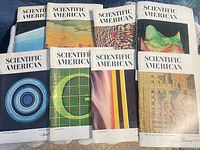 Eight Scientific American magazines spread to show covers