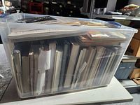 Full tote showing quantity and general condition of books