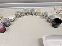 All eleven items arranged in semicircle on table