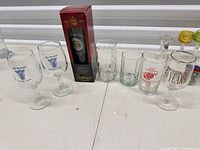 Overall view of glassware on table