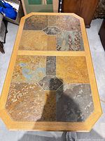 Top view showing tile layout and wood border