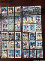 Overview of two binder sheets showing roughly 30 1980 Topps cards