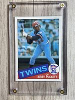 Front of Kirby Puckett rookie card in holder