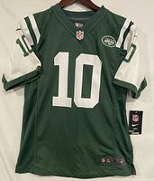 Front view of green New York Jets #10 Nike jersey