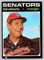 Front view of 1971 Topps Ted Williams #380 card