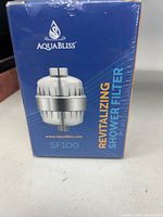 Front of sealed Aquabliss SF100 shower filter box