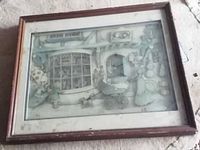 Front view of framed 3-D picture showing artwork and frame