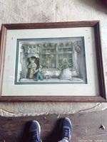 Front view of first 3D relief picture in wood frame and mat