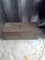 Closed metal tool box top view