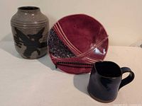 All three pottery pieces together