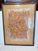 Full view of framed artwork with mat and image