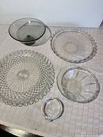 Group shot of all five glass serving pieces