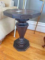 Full view of side table beside sofa