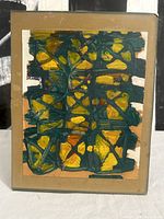 Front view of abstract oil painting on mounting board