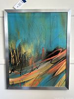 Framed abstract art print vertical view