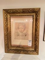 Full view of framed print under glass with frame visible