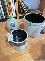 All three stoneware pieces grouped on floor