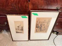 Both framed etchings side by side showing size and framing