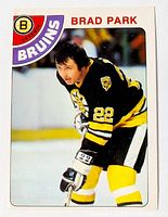 Front of Brad Park O-Pee-Chee hockey card showing player in Bruins uniform