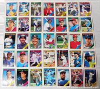 All 35 cards arranged in five rows on a flat surface