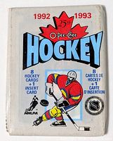 Front of sealed 1992-1993 O-Pee-Chee hockey card pack showing graphics and text