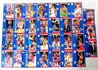 Full layout of all basketball cards in lot