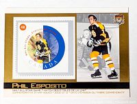 Full view of Phil Esposito Canada Post stamp card showing stamp and player image