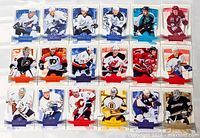 Front view of all 18 cards laid out