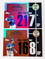 Two Topps Alex Rodriguez foil cards showing fronts with numbers 217 and 168
