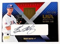 Front of autographed Brian Matusz card showing full design and signature