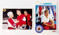 Both cards front view: Score 91 Draft Choice card and Upper Deck Team Canada card