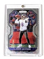 Front view of Panini Prizm Lamar Jackson card in case