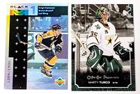 Two limited edition hockey cards side by side, full view
