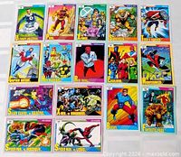 All 16 Marvel cards in 4x4 grid