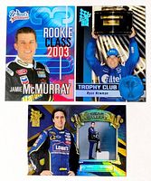 All three NASCAR trading cards laid out on white background