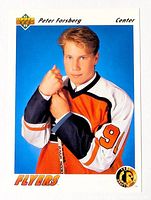 Front of Peter Forsberg Upper Deck rookie card