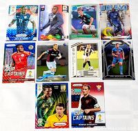 overview of all 10 soccer cards laid out