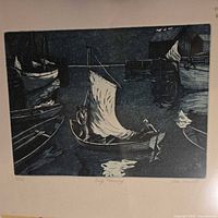 Full view of print showing harbor scene