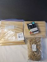 Overall lot showing skewers, mini forks pack and bag of bamboo picks