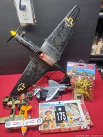 Group shot of aircraft, soldier sets and vehicles
