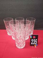 five of the six cut-glass tumblers front view