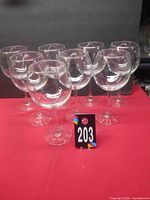 Front view showing all 8 wine glasses grouped together