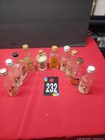 Group shot of all ten miniature bottles surrounding lot card