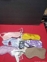 All six sleep masks laid out showing colour variety