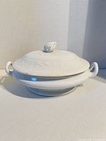 Covered ironstone serving bowl with lid in place